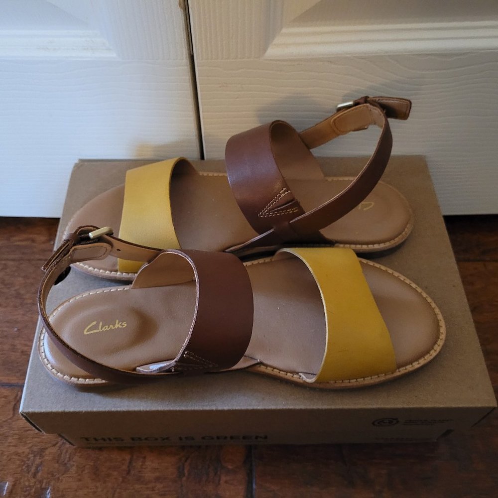 Clarks Karsea Tan & Yellow Sandal
